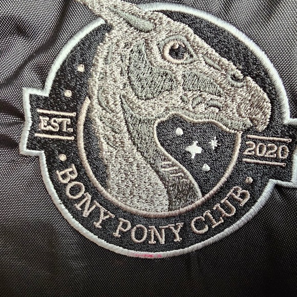 Ordinary Owl Bomber Jacket Black Men's Size Small Bony Pony Club Patch Lined EUC - Picture 11 of 13